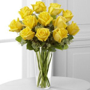 Happy Birthday Yellow Rose Bud Vase in Waverly NY - Jayne's