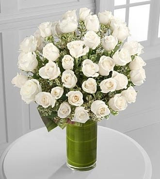 Clarity Luxury White Rose Bouquet - 48 White Long-Stemmed Roses